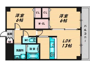 エーデル深江橋【1階】の間取り