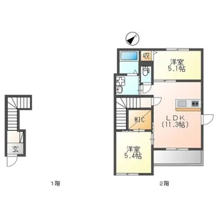 埼玉県川口市南鳩ヶ谷2【アパート】の間取り