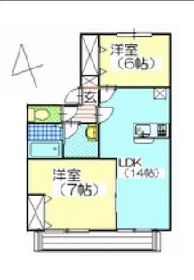 2LDKの間取り画像