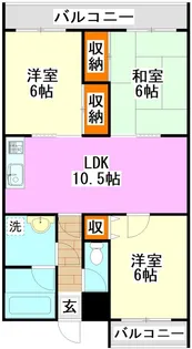 ヴィレッジ飯塚【4階】の間取り