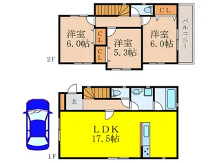 大阪府豊中市上野東2【一戸建】の間取り
