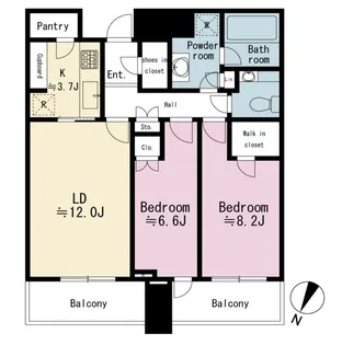 赤坂タワーレジデンスTop of the Hill【32階】の間取り