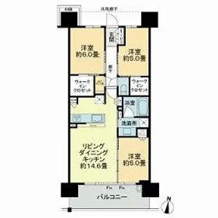 シティテラス宮崎【5階】の間取り
