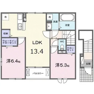ホワイト ガーデン B【2階】の間取り