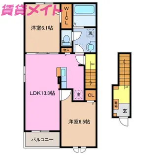 2LDKの間取り画像