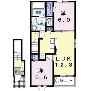 2LDKの間取り画像
