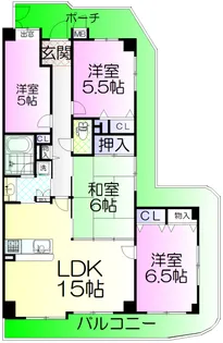 イトーピア枚岡公園弐番館【4階】の間取り
