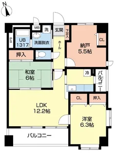 エーデルくるりII【2階】の間取り