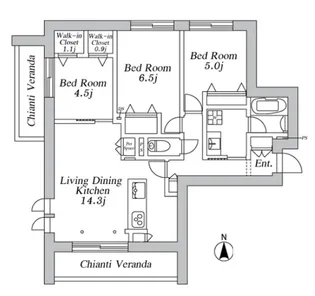 ザ カリフォルニアレジデンス【2階】の間取り