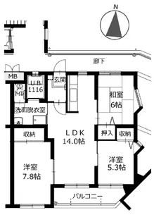 グランヴィル高良内1棟【2階】の間取り
