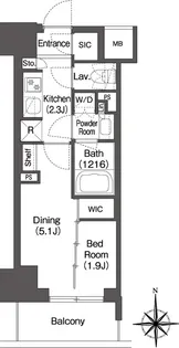 コンフォリア東新宿【9階】の間取り