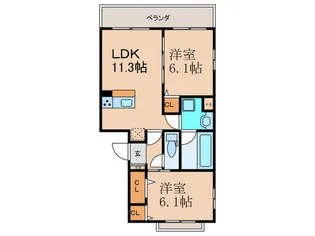 グランソレイユ西院A棟【3階】の間取り