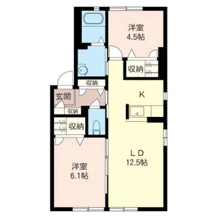 ラ・ヴィ―ニュA【1階】の間取り