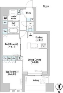 ネウボーノ菊川II【9階】の間取り