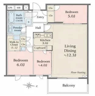 ザ・パークハウス小日向【3階】の間取り