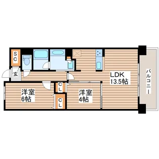 レジディア仙台北四番丁プレイス【10階】の間取り