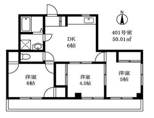 等々力QSハイム【4階】の間取り