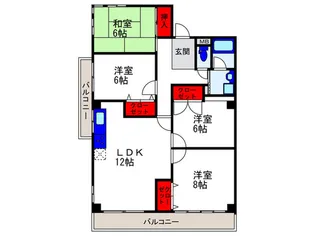 グリ-ンコスモ1号館【4階】の間取り