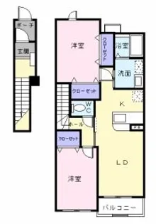 サニーセトル B【2階】の間取り
