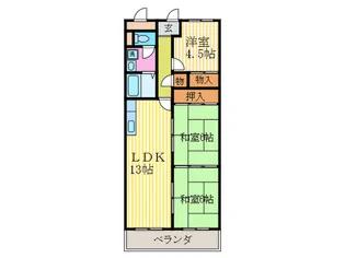 サンプラザ神足【4階】の間取り