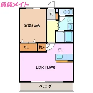 コーキア桑部【1階】の間取り