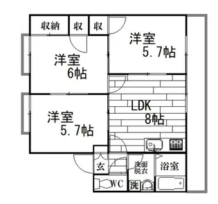 セジュール友竹【1階】の間取り