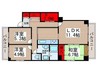 サンライトパストラル七番街B棟【5階】の間取り