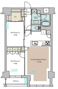 東京都目黒区大橋2【マンション】の間取り