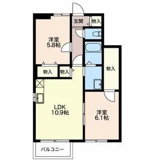 2LDKの間取り画像