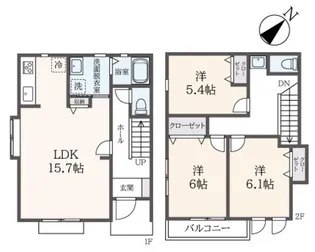 神奈川県大和市下鶴間【一戸建】の間取り