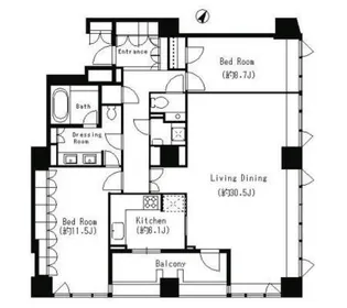 パークキューブ目黒タワー【19階】の間取り