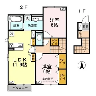 新潟県長岡市大山3【アパート】の間取り