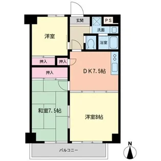 グリーンパレス国立【5階】の間取り
