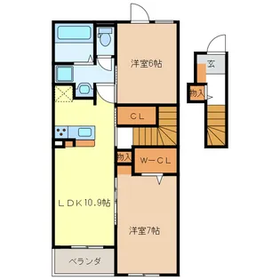 プリティハウス若津 I・II【2階】の間取り