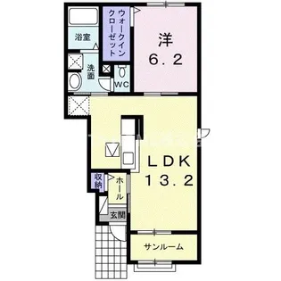 アンジュ ドゥ【1階】の間取り