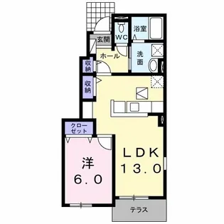 プリムローズ 南浜B【1階】の間取り