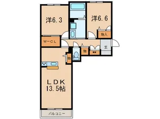 シャ-メゾン岡治II【2階】の間取り