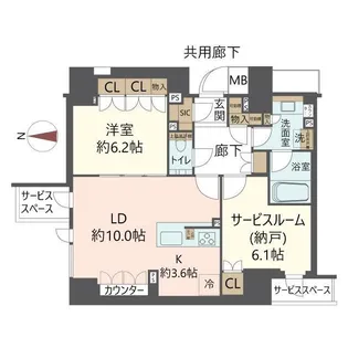 ジオ京都御池通【7階】の間取り