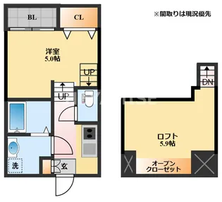 MODERN PALAZZO 福田町B棟【2階】の間取り