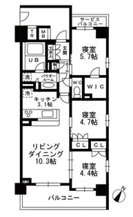 シャンピアグランデ深沢【3階】の間取り