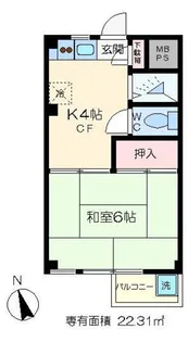 1Kの間取り画像