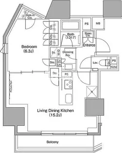 ザ・パークハビオ麻布十番【8階】の間取り