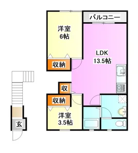 KMハイツ夕日ヶ丘 B棟【1階】の間取り