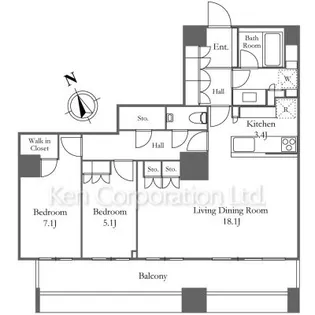 2LDKの間取り画像