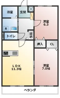 2LDKの間取り画像