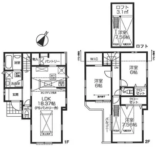 東京都葛飾区東金町7【一戸建】の間取り