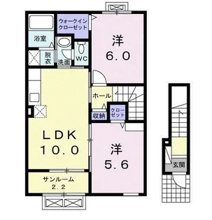 ヴィラ・シャンテA【2階】の間取り