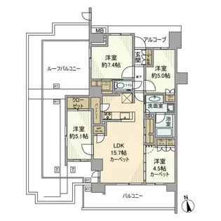 プラウド中野島【6階】の間取り