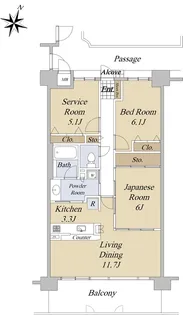 本山アーバンライフ【6階】の間取り