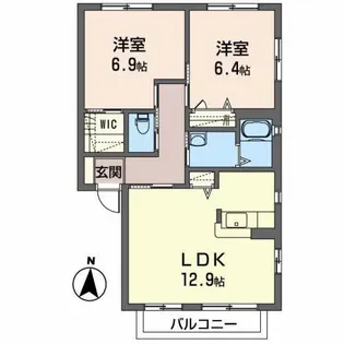 エタンアルブルB【2階】の間取り